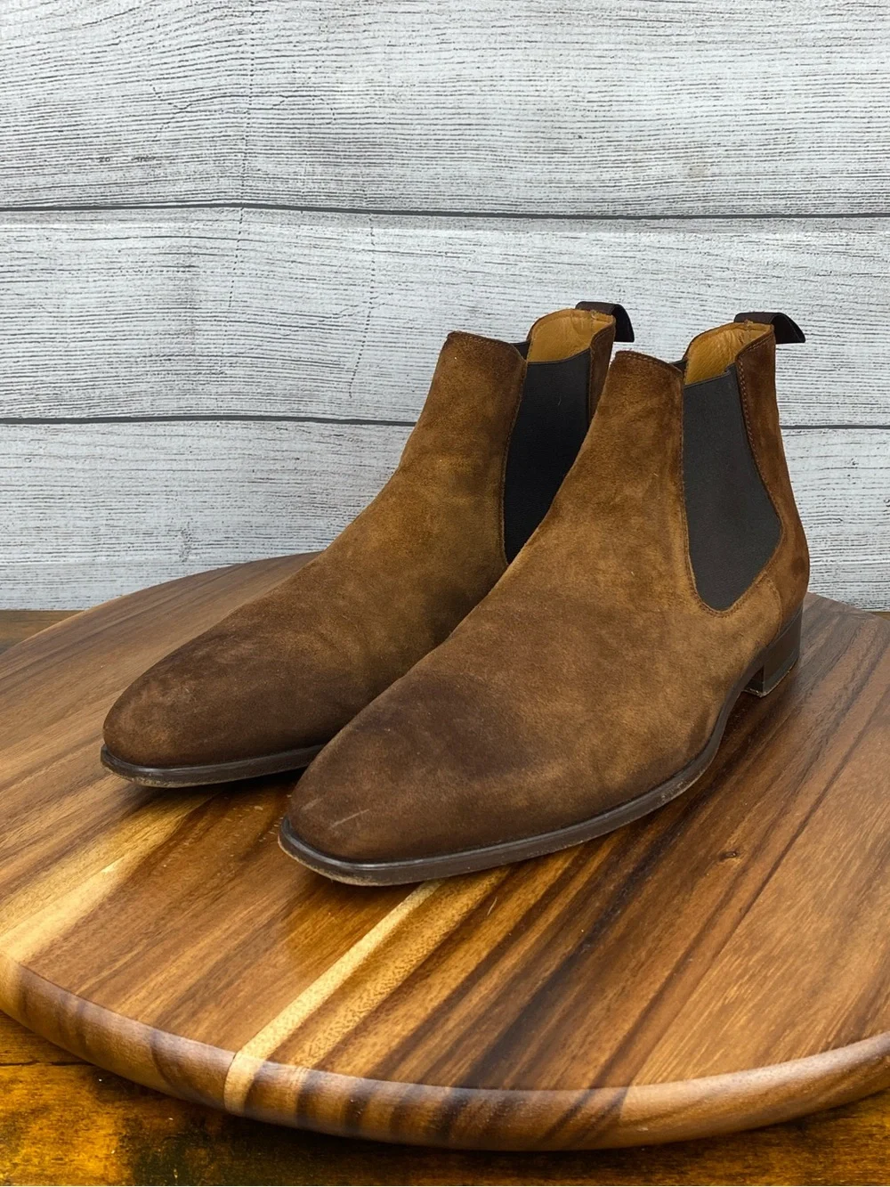 Magnanni Shaw II Men's Cognac Suede Chelsea Boots Shoe Size 9.5 M
